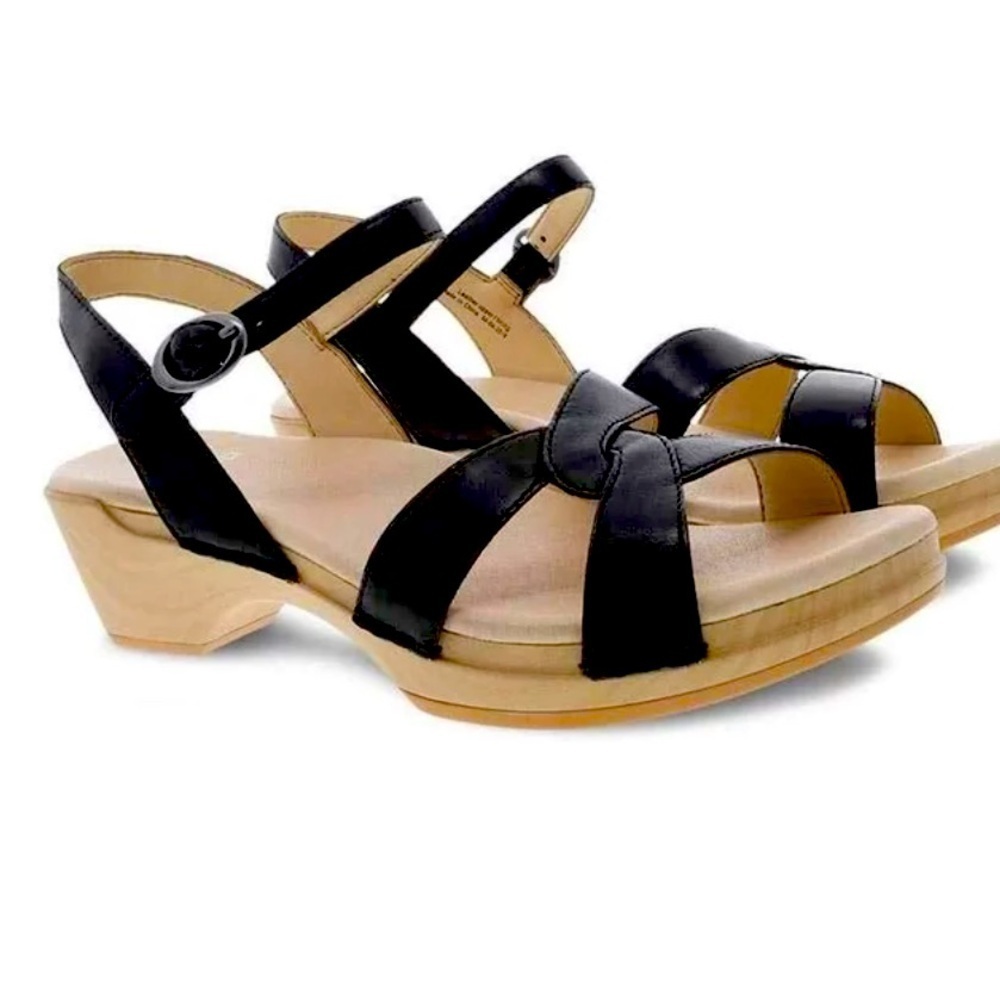 Dansko Karmen Burnished Sandal Calf Black Size 10.5